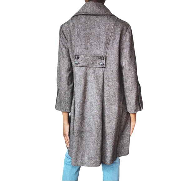 CAbi GRAYISH, BLACK & WHITISH TWEED MEDIUM LENGTH SWING PEA COAT - Picture 2 of 11